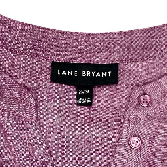 Lane Bryant Linen Blouse Womens Sz 26/28 Burgundy Summer Breathable Casual Chic - Picture 16 of 16